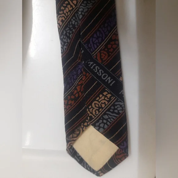 Missoni Cravette Striped Silk Tie *Vintage* - Picture 4 of 12